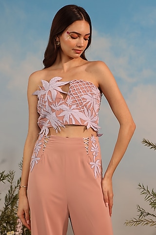 Peach Banana Crepe Top by Parneet Gujral