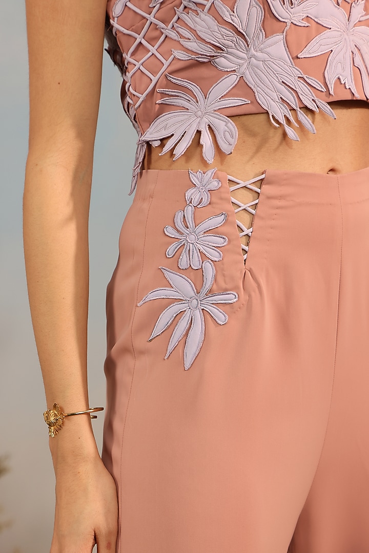 Peach Banana Crepe Pants by Parneet Gujral at Pernia's Pop Up Shop