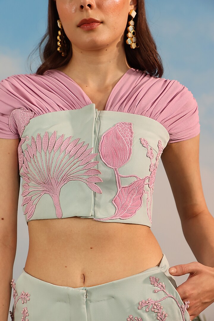 Sky Blue Banana Crepe Top by Parneet Gujral at Pernia's Pop Up Shop