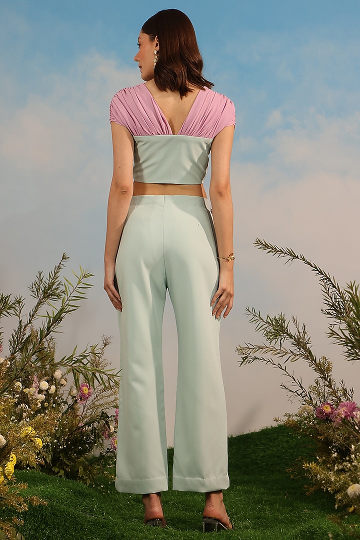 Sky Blue Banana Crepe Pants by Parneet Gujral at Pernia's Pop Up Shop