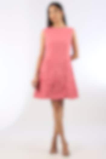 Pink Crepe Floral Motif Crepe Vacation Dress by Parneet Gujral at Pernia's Pop Up Shop