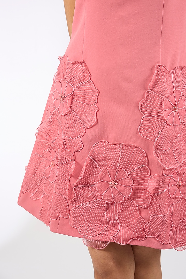 Pink Crepe Floral Motif Crepe Vacation Dress by Parneet Gujral at Pernia's Pop Up Shop
