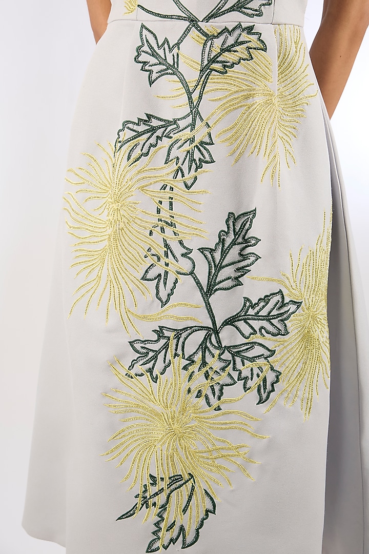 Blue Crepe Floral Motif Vacation Dress by Parneet Gujral at Pernia's Pop Up Shop