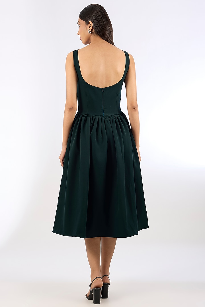 Green Crepe Sequins Floral Embroidered Vacation Dress by Parneet Gujral at Pernia's Pop Up Shop