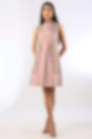 Blush Pink Crepe Floral Embroidered Vacation Dress by Parneet Gujral at Pernia's Pop Up Shop