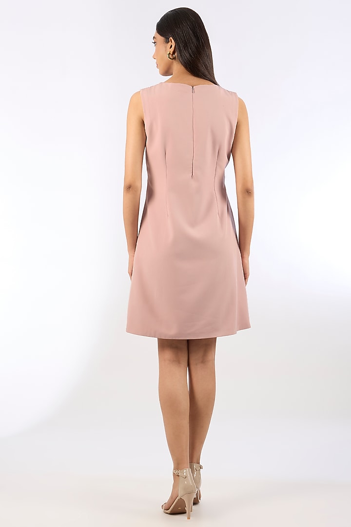 Blush Pink Crepe Floral Embroidered Vacation Dress by Parneet Gujral at Pernia's Pop Up Shop