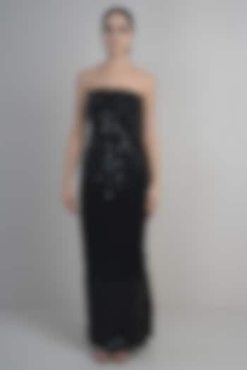 Black Crepe Gown by Parneet Gujral at Pernia's Pop Up Shop