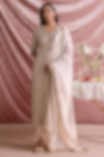 Ivory Banarasi Silk Kurta Set by Parshya at Pernia's Pop Up Shop