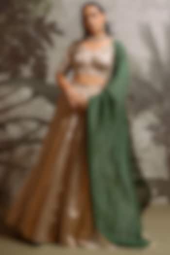 Antique Gold & Silver Banarasi Wedding Lehenga Set by Parshya at Pernia's Pop Up Shop