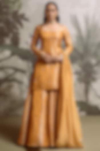 Yellow Banarasi Tissue Party Wear Sharara Set by Parshya at Pernia's Pop Up Shop