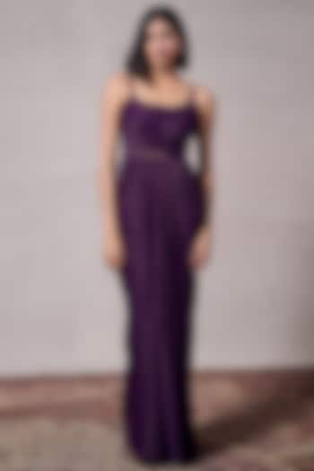Purple Shimmer Satin Gown by Parshya