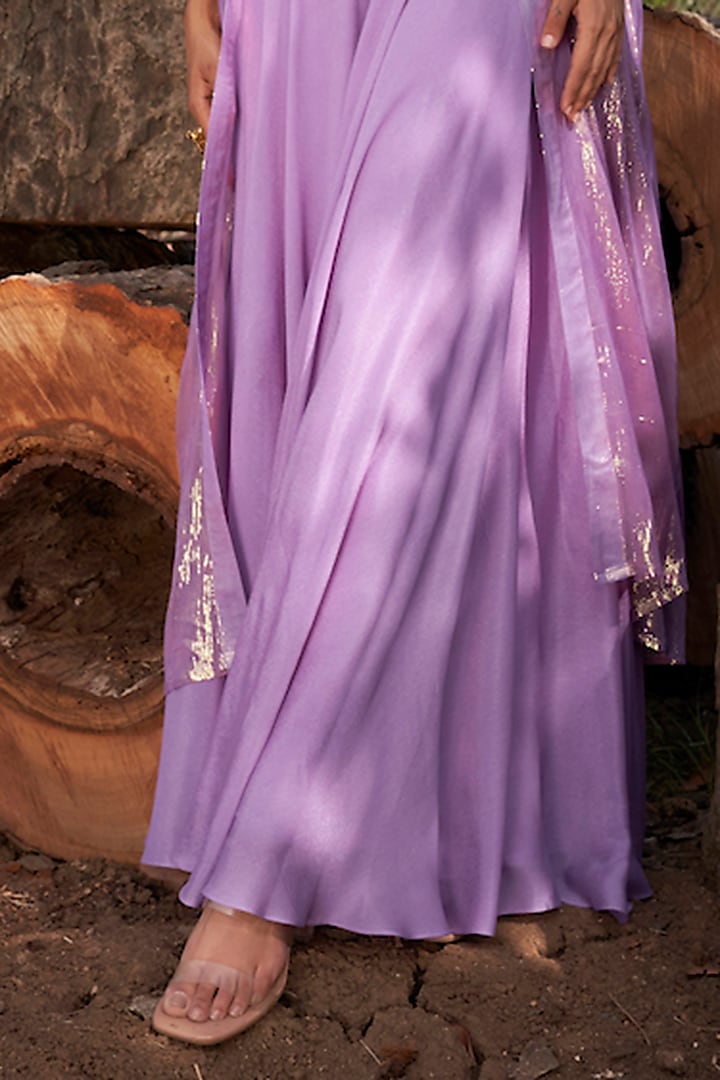 Purple Viscose Crepe Georgette Pant Set by Parshya at Pernia's Pop Up Shop