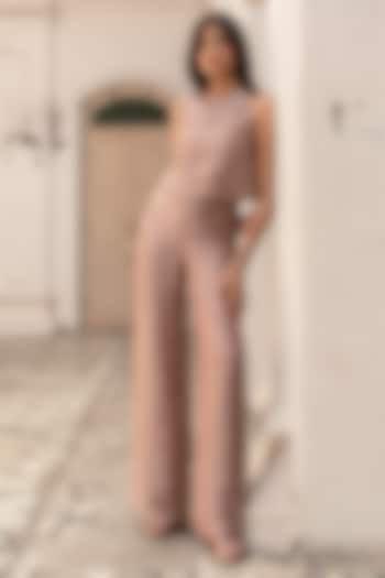 Mauve Banarasi Tissue Pearl Embellished Co-Ord Set by Parshya at Pernia's Pop Up Shop