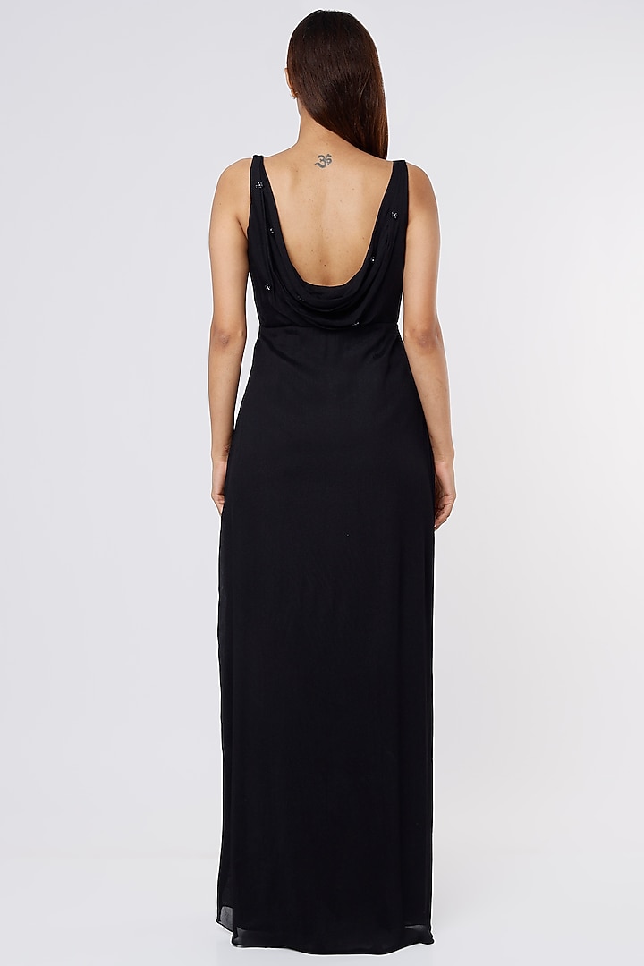 Black Embellished Party Wear Gown by Parshya at Pernia's Pop Up Shop