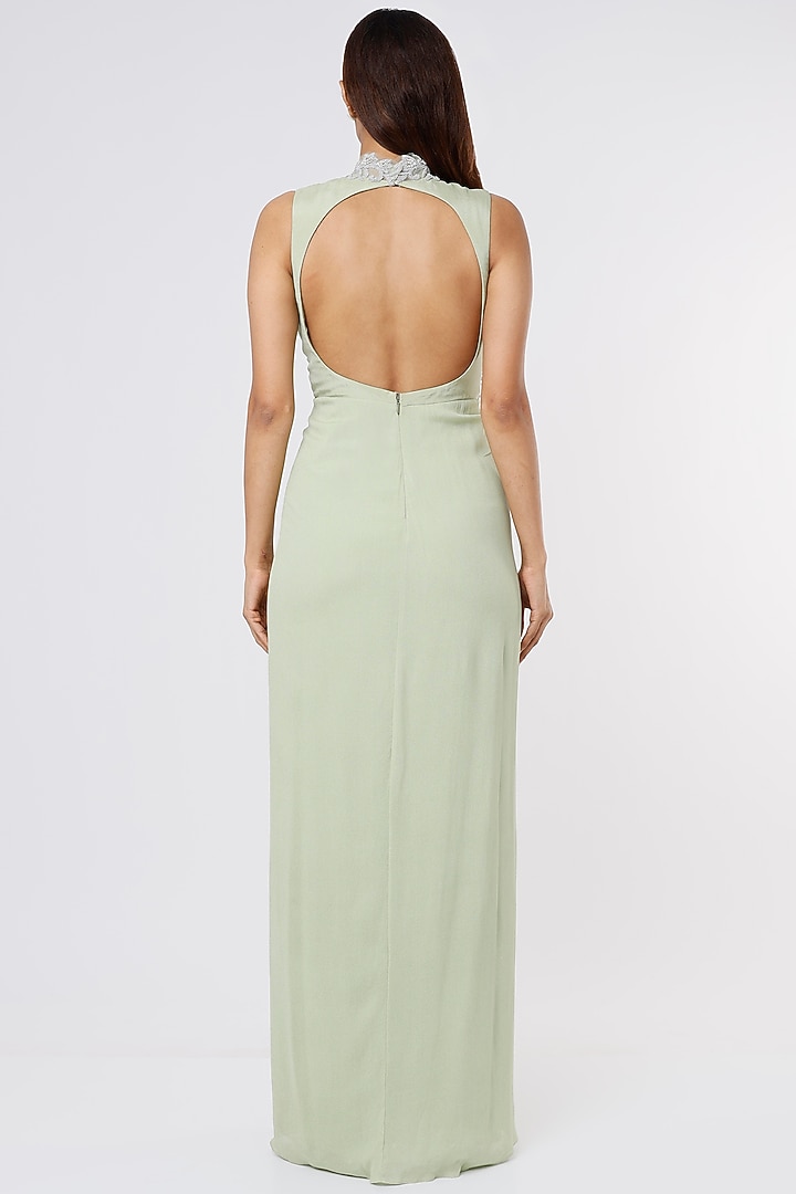 Green Embellished Party Wear Gown by Parshya at Pernia's Pop Up Shop