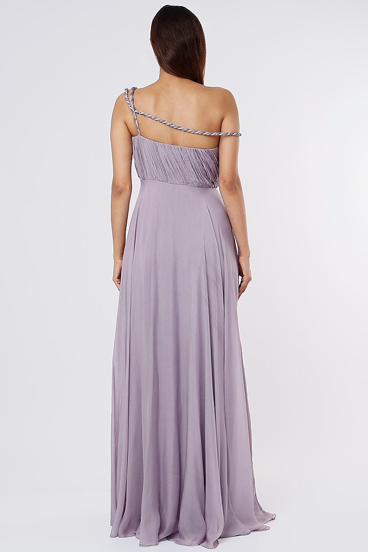 Lavender Viscose Draped Party Wear Gown by Parshya at Pernia's Pop Up Shop