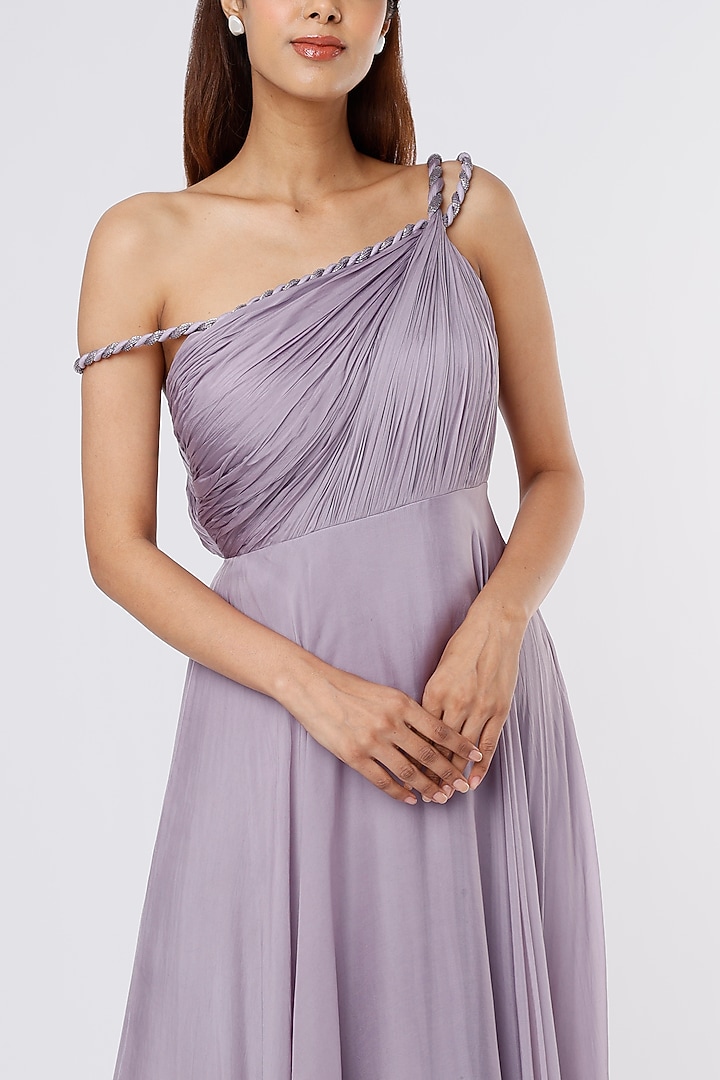Lavender Viscose Draped Party Wear Gown by Parshya at Pernia's Pop Up Shop