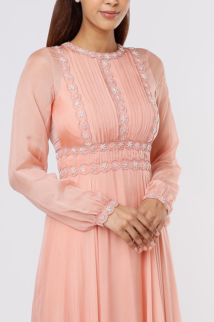 Blush Pink Embellished Party Wear Gown by Parshya at Pernia's Pop Up Shop