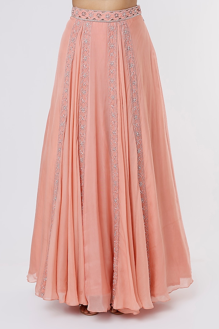 Blush Pink Silk Organza Embellished Jacket Wedding Lehenga Set by Parshya at Pernia's Pop Up Shop