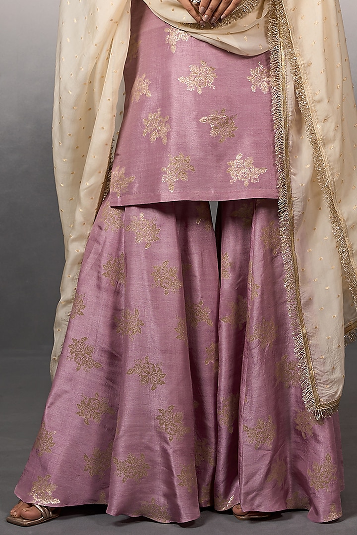 Lilac Banarasi Crushed Party Wear Sharara Set by Parshya at Pernia's Pop Up Shop