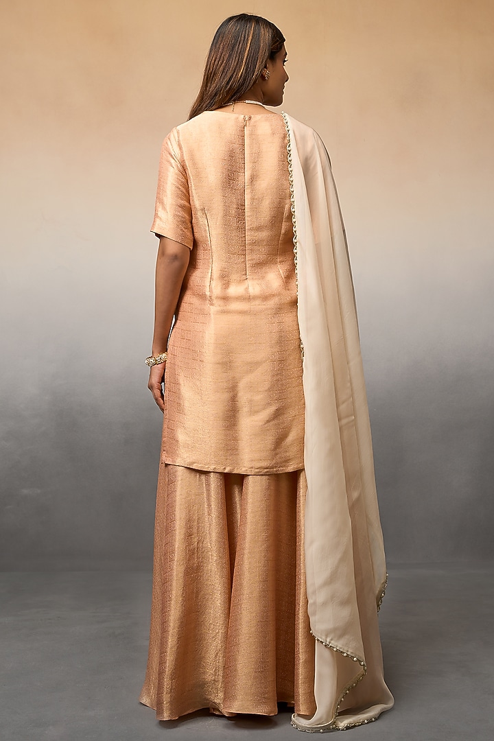 Peach Tissue Palazzo Pant Set by Parshya at Pernia's Pop Up Shop