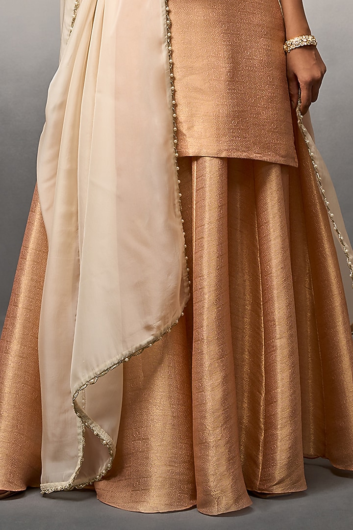 Peach Tissue Palazzo Pant Set by Parshya at Pernia's Pop Up Shop