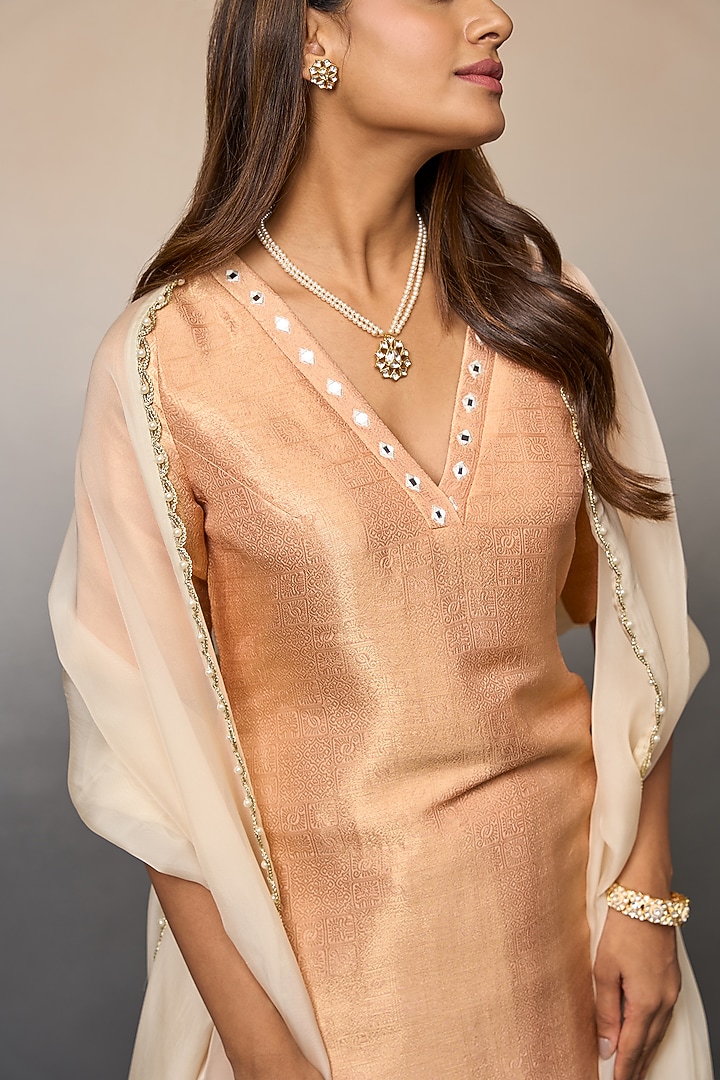 Peach Tissue Palazzo Pant Set by Parshya at Pernia's Pop Up Shop