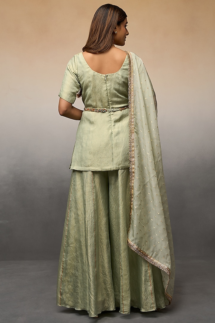Green Banarasi Palazzo Pant Set by Parshya at Pernia's Pop Up Shop