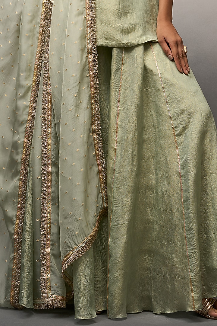 Green Banarasi Palazzo Pant Set by Parshya at Pernia's Pop Up Shop