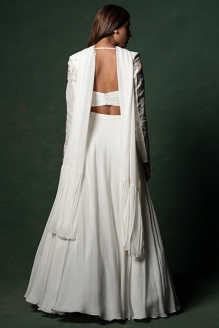 Off-White Embellished Flared Wedding Lehenga Set by Parshya at Pernia's Pop Up Shop