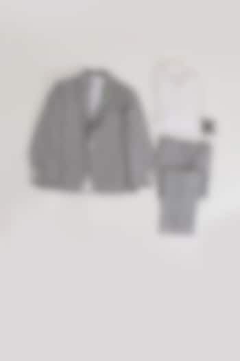 Grey Melange Coat Set For Boys by Partykles