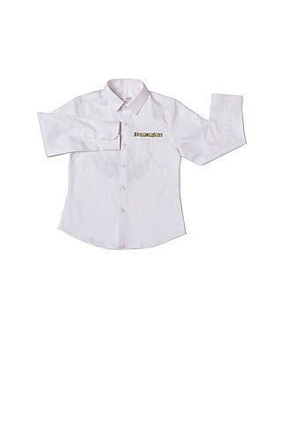 White Cotton Embroidered Shirt For Boys by Partykles