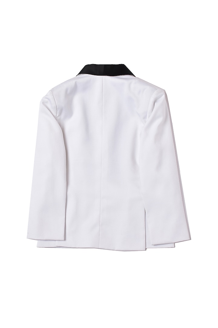 White Terry Rayon Tuxedo Set With Bow Tie For Boys by Partykles at Pernia's Pop Up Shop