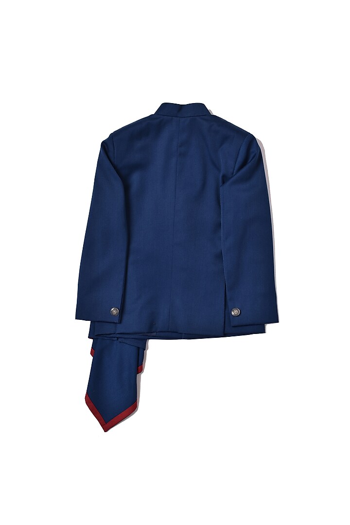 Royal Blue Terry Rayon Jodhpuri Set For Boys by Partykles at Pernia's Pop Up Shop