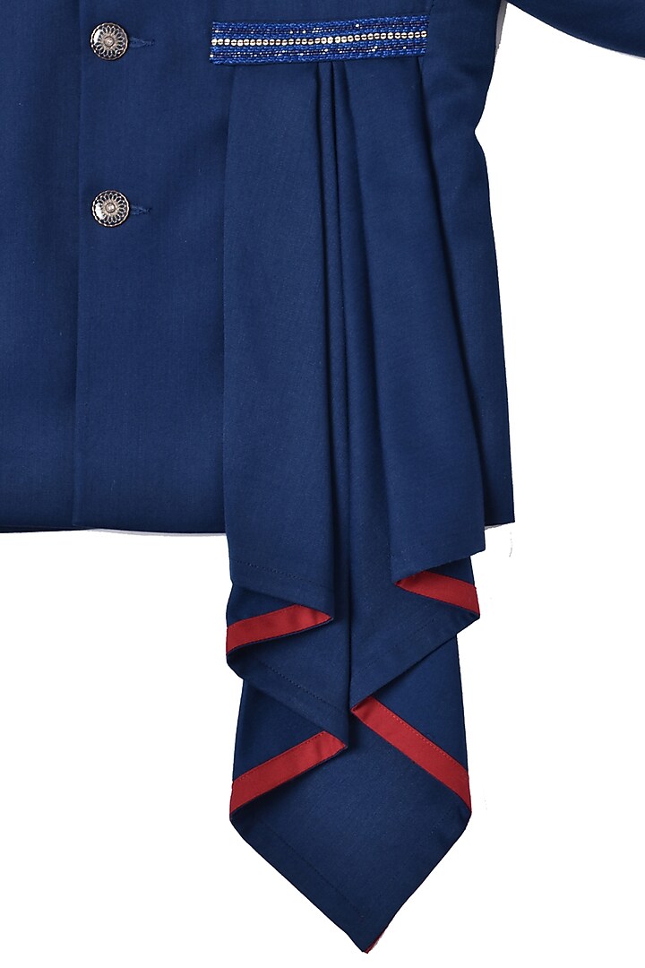 Royal Blue Terry Rayon Jodhpuri Set For Boys by Partykles at Pernia's Pop Up Shop