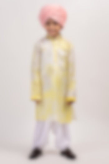 Yellow Printed Kurta Set For Boys by Partykles