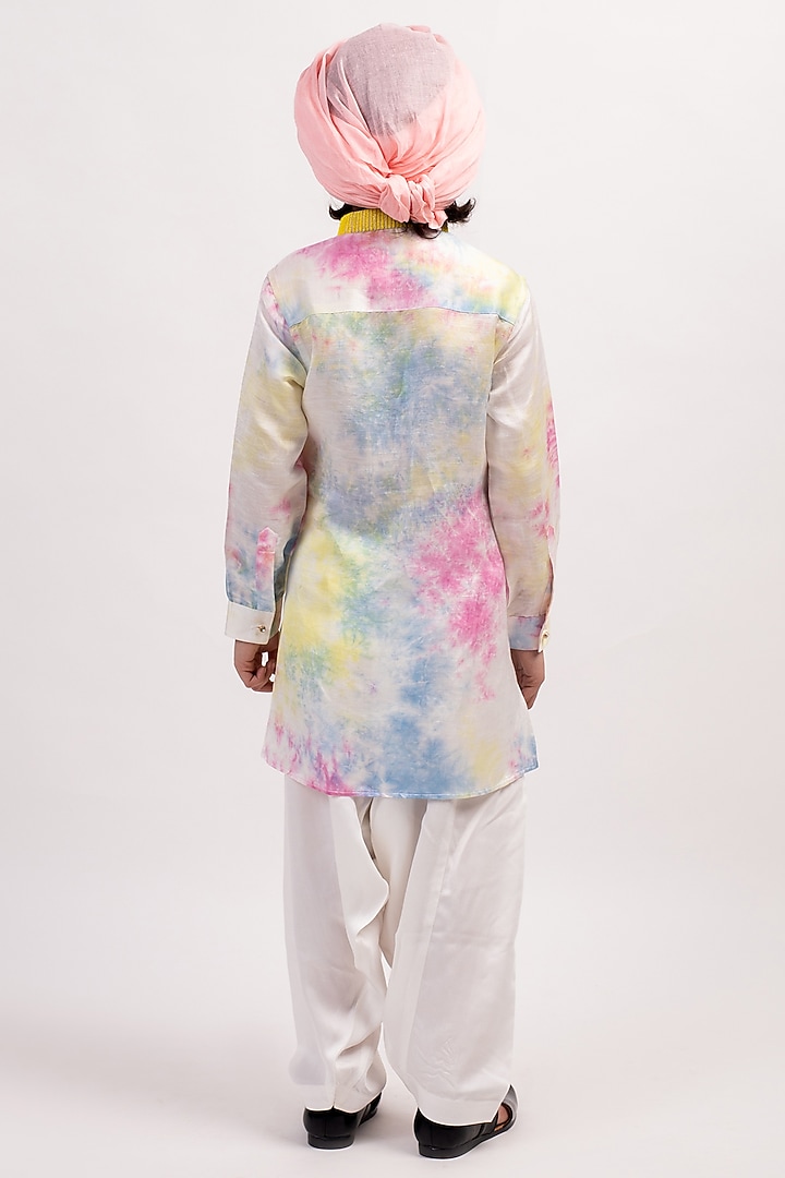 Multi-Colored Printed Kurta Set For Boys by Partykles at Pernia's Pop Up Shop