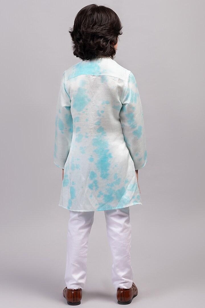 Blue Printed Kurta Set For Boys by Partykles at Pernia's Pop Up Shop