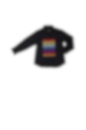 Black Shirt With Rainbow Embroidery For Boys by Partykles