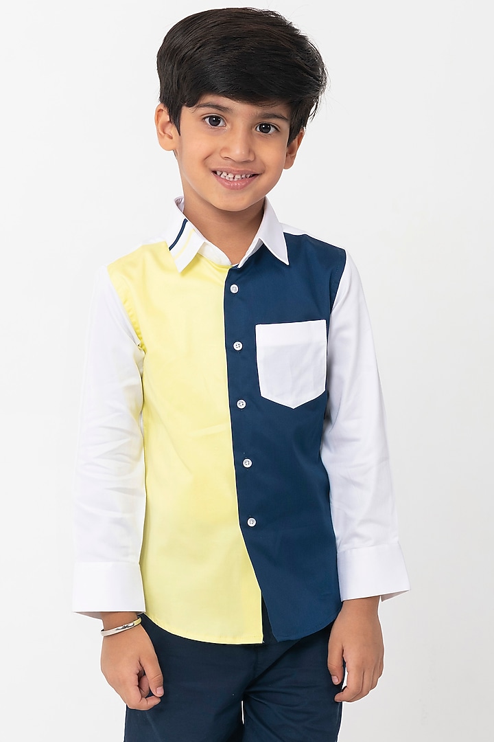 Neon & White Cotton Shirt For Boys by Partykles at Pernia's Pop Up Shop
