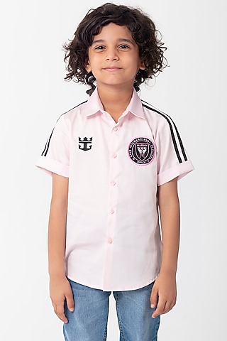 Pink Cotton Resham Handwork Shirt For Boys by Partykles