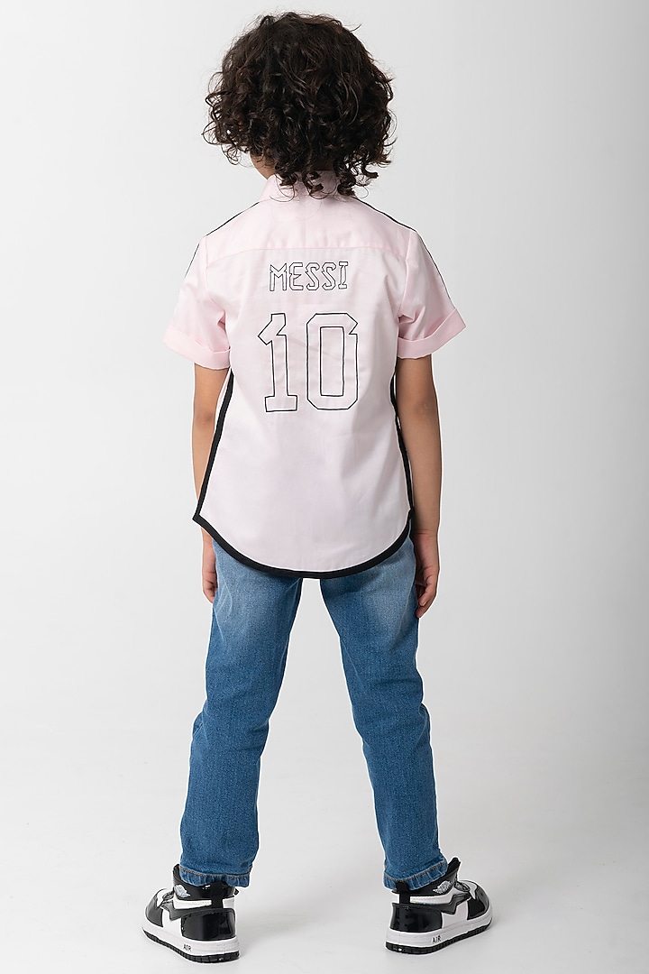 Pink Cotton Resham Handwork Shirt For Boys by Partykles at Pernia's Pop Up Shop
