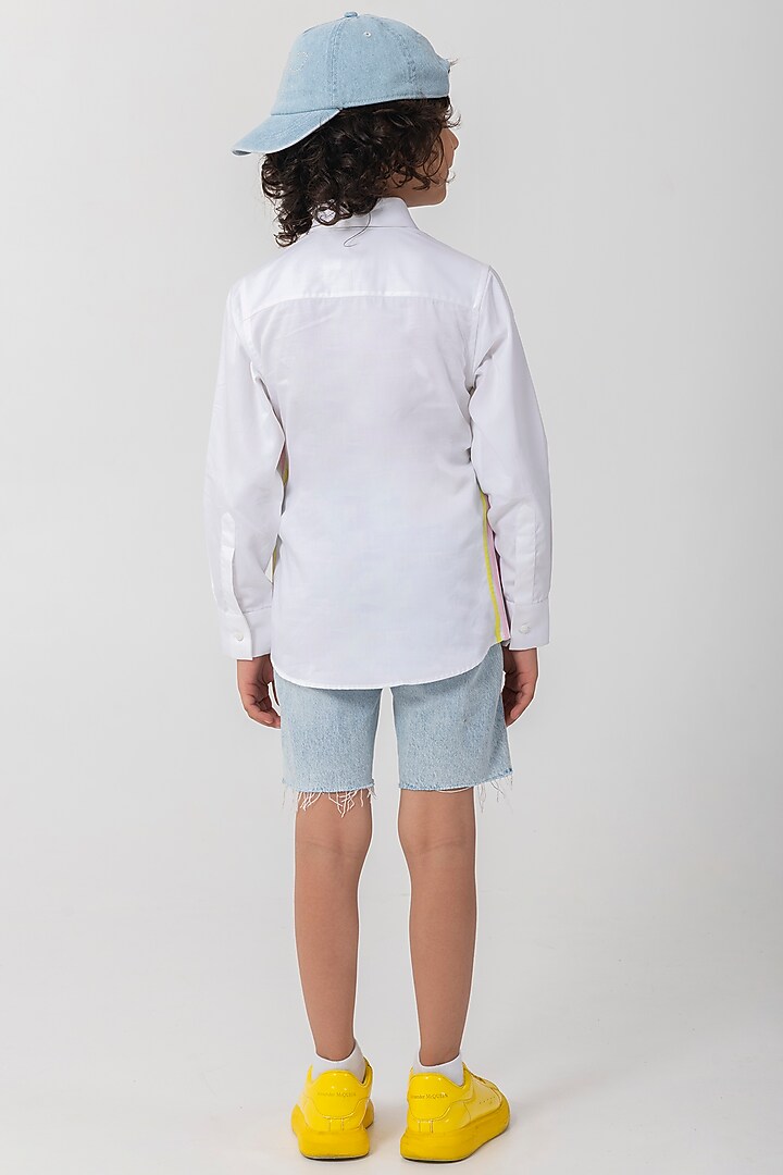 White Cotton Resham Handwork Shirt For Boys by Partykles at Pernia's Pop Up Shop