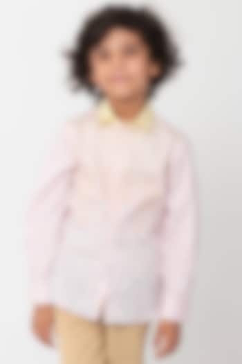 Pink Cotton Resham Machine Work Shirt For Boys by Partykles at Pernia's Pop Up Shop