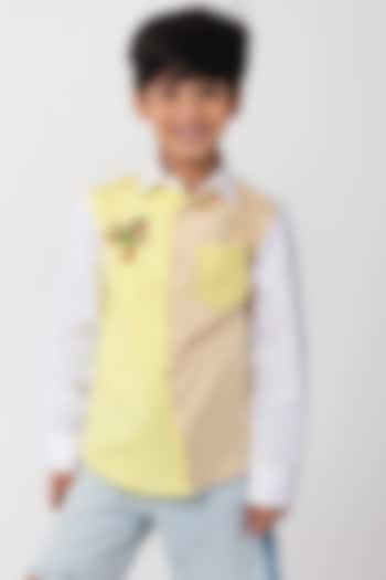 Neon & White Cotton Resham Handwork Shirt For Boys by Partykles at Pernia's Pop Up Shop