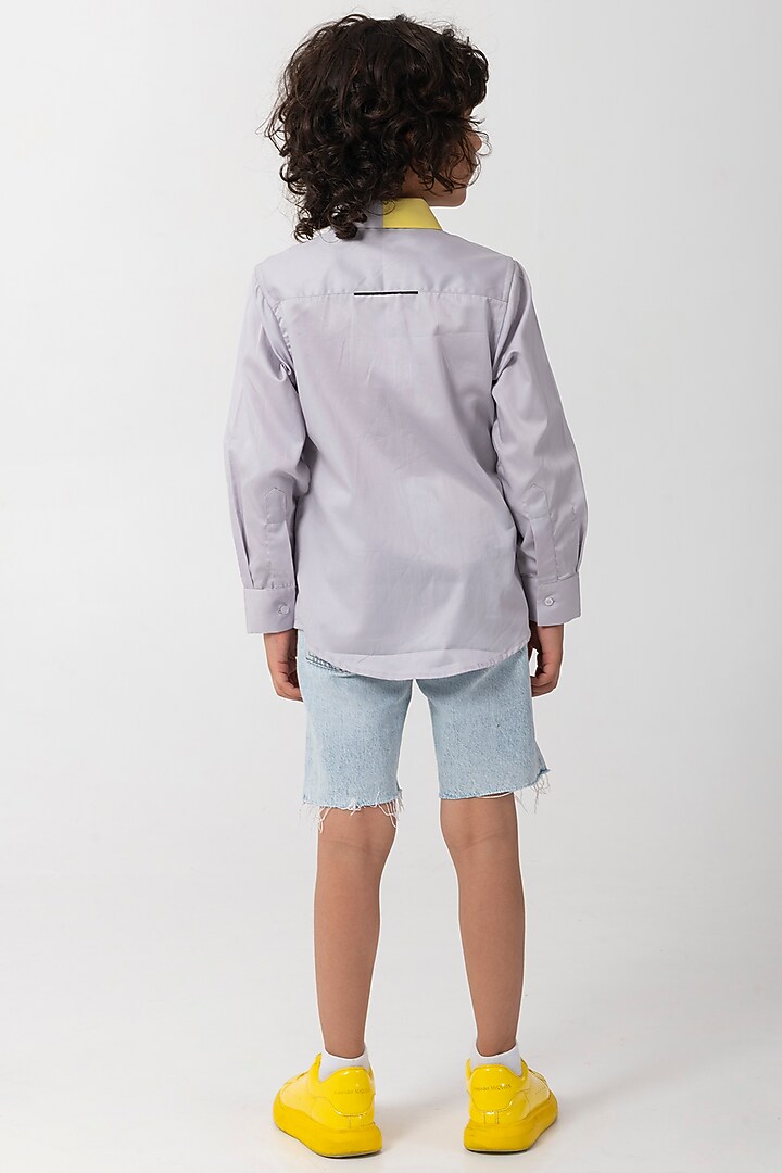 Grey Cotton Resham Handwork Shirt For Boys by Partykles at Pernia's Pop Up Shop