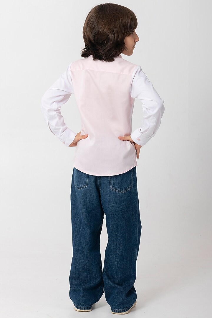 Pink Cotton Pickle Logo Embroidered Shirt For Boys by Partykles at Pernia's Pop Up Shop