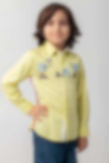 Pastel Neon Cotton Football Embroidered Shirt For Boys by Partykles at Pernia's Pop Up Shop