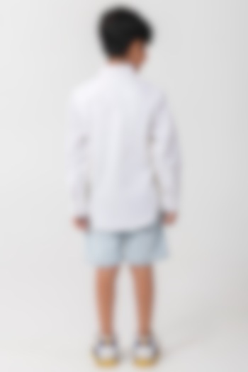 White Cotton Resham Handwork Shirt For Boys by Partykles at Pernia's Pop Up Shop