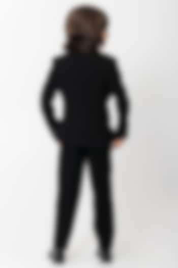 Black Polyester Suiting Bead Handwork Tuxedo Set For Boys by Partykles at Pernia's Pop Up Shop
